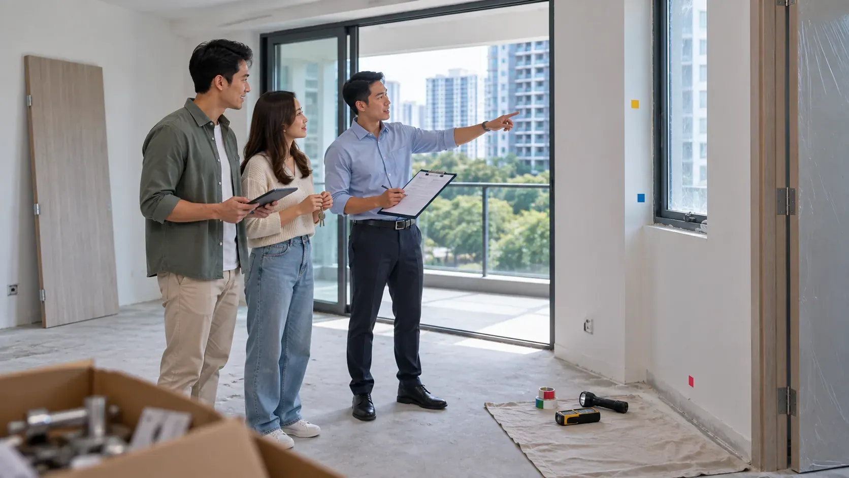 Vacant possession handover in a newly completed apartment